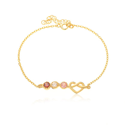 Birthstone Anklet with Heart, Personalized Minimalist Charm, Dainty 925 Silver Gold Plated, Custom Anniversary Gift for Her, Christmas Gift