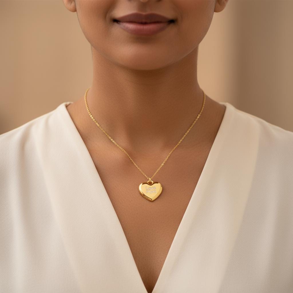 Minimalist Flat Heart Necklace, Dainty 925 Silver Gold Plated, Custom Length Simple Charm, Everyday Love Jewelry Christmas Gift for Her