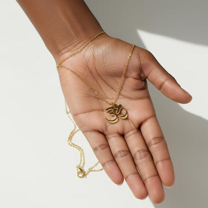 Inspirational Om Pendant Necklace, Minimalist 14K Gold Plated 925 Silver, Zen Spiritual Jewelry, Custom Length Personalized Christmas Gift