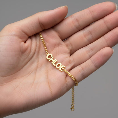 Bubble Name Bracelet, Personalized Dainty Custom Name Jewelry, Adjustable 14k Gold Plated Silver Gift for Her, Modern Minimalist Style