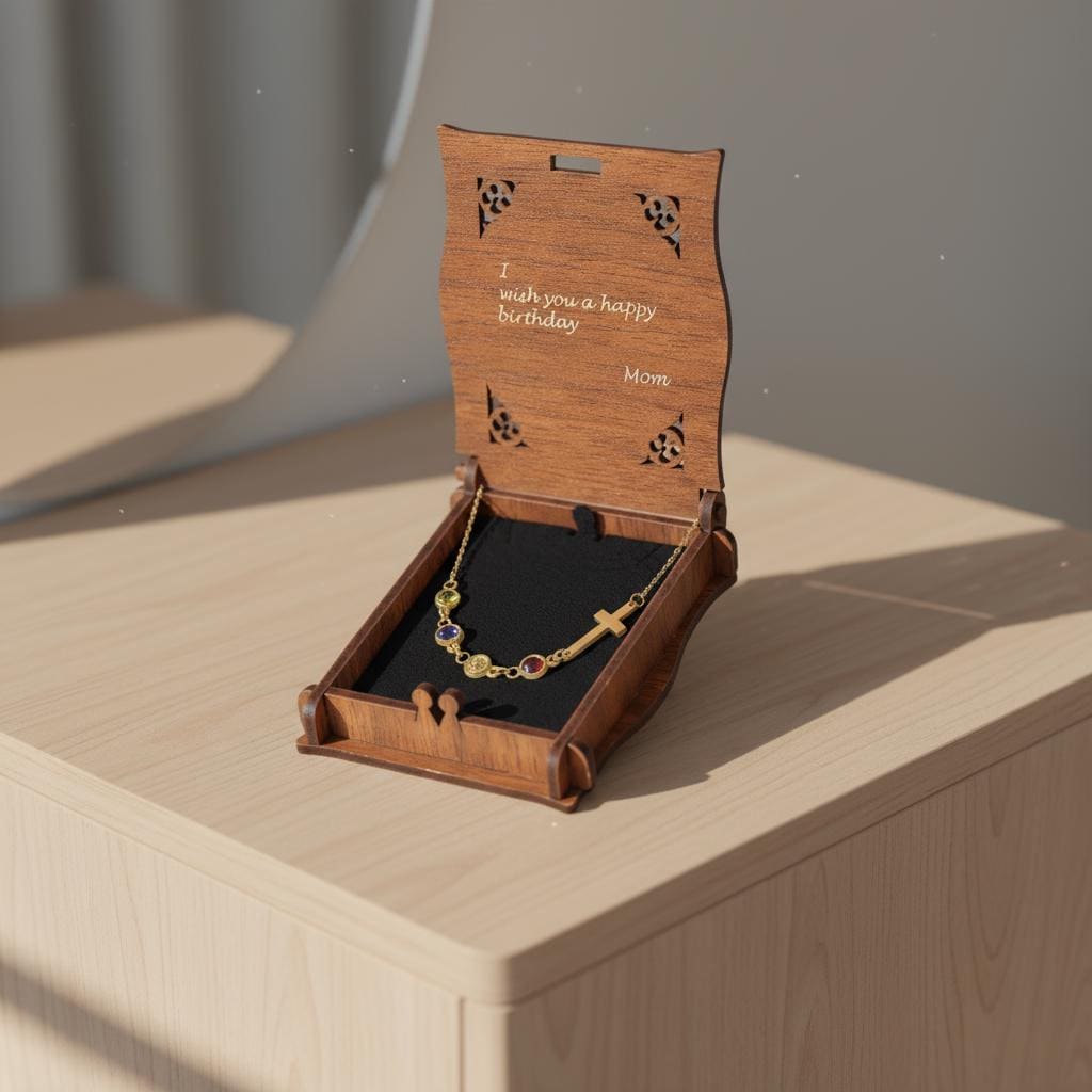 Row Birthstone Cross Necklace, Personalized Family Charm, Multiple Children 925 Silver Gold Plated, Minimalist Mom Gift, Christmas Gift