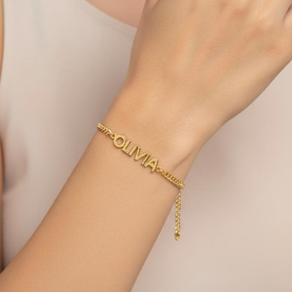 Bubble Name Bracelet, Personalized Dainty Custom Jewelry, 14K Gold Plated 925 Silver Gift, Modern Minimalist Christmas Gift for Her