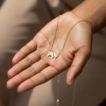 Personalized Handmade Elephant Initial Necklace, Dainty 925 Silver Gold Plated Custom Animal Charm Minimalist Jewelry Christmas Gift for Her