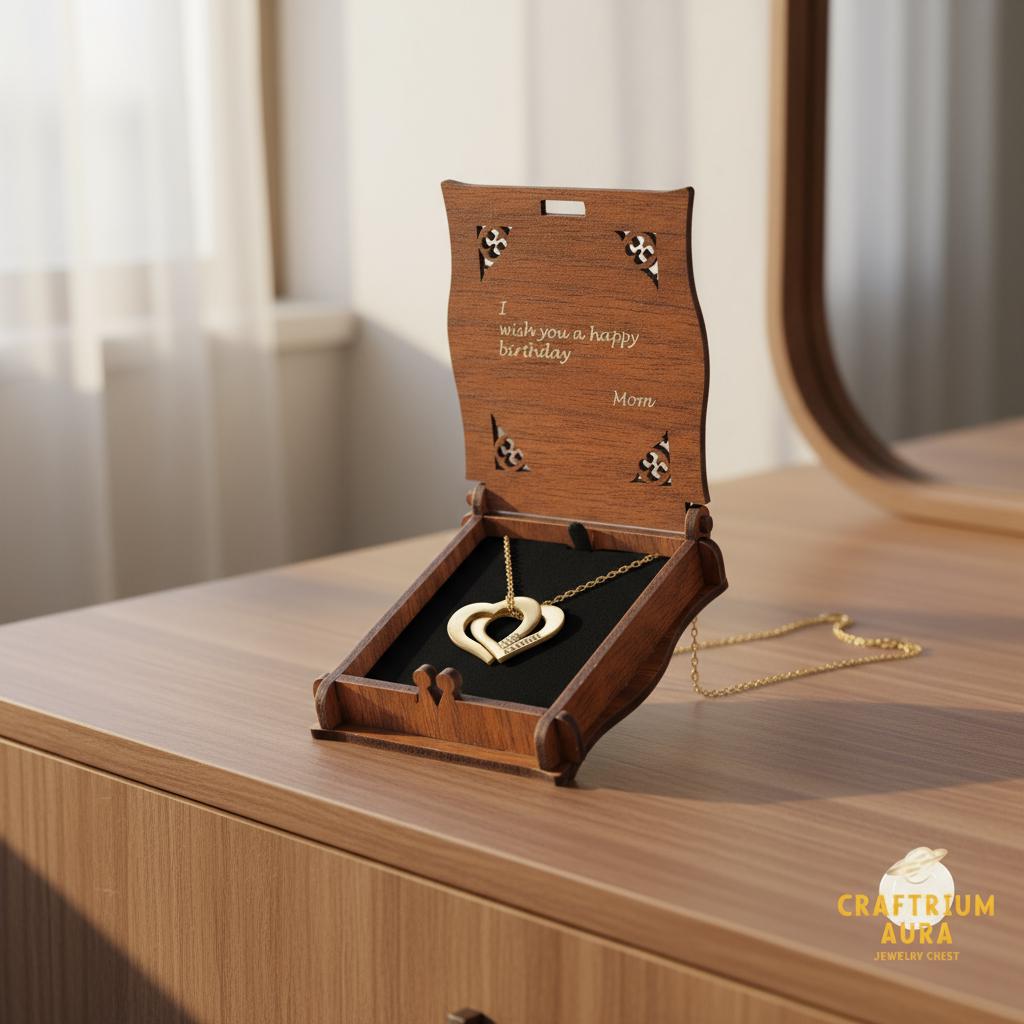 Personalized Engraved Interlocking Hearts Necklace - 14k Gold Plated Custom Name Pendant for Mom