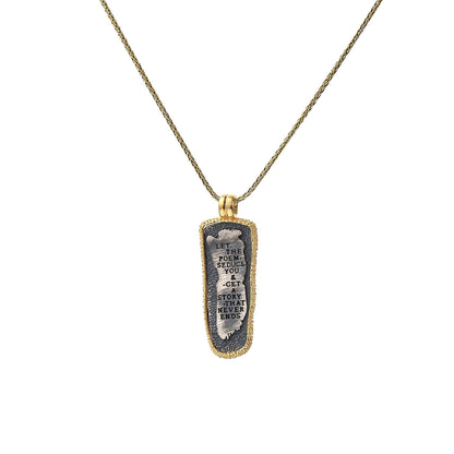 Endless Story Quote Necklace, Minimalist Charm Pendant, Gold Plated Sterling Silver, Gift for Him or Her, Anniversary Daily Handmade Jewelry