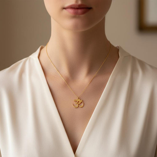 Inspirational Om Pendant Necklace, Minimalist 14K Gold Plated 925 Silver, Zen Spiritual Jewelry, Custom Length Personalized Christmas Gift