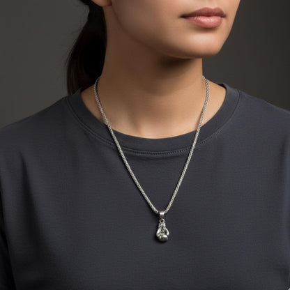 Unisex Heavy Silver Boxing Glove Pendant, Silver Boxing Charm, Silver Kickboxing Charm, Fighter Necklace, Gift for Boyfriend, Cancer Survive