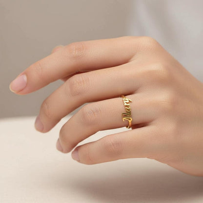 Personalized Name Ring, Custom Dainty Silver Gold Stackable Jewelry, Handwritten Text, Minimalist Gift for Her, Delicate Personalized Band