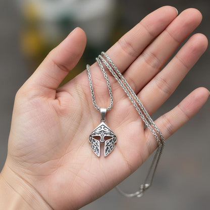 Gladiator Helmet Amulet Necklace, Spartan Gladiator Pendant, Protection Amulet, Handmade Silver Jewelry for Men, Greek Mythology, Men Gift