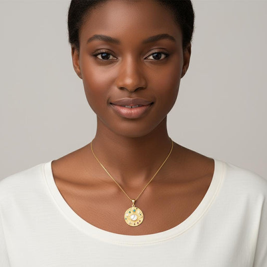 Unisex Moon and Stars Cosmic Necklace, Gold Plated Sterling Silver, Minimalist Charm Pendant, Gift for Him or Her, Anniversary Daily Jewelry