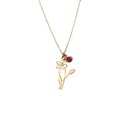 Personalized Birth Flower Necklace, Custom Sterling Silver Family Gift for Mom Nana, 14K Gold Plated, Christmas Gift, Personalized Gift