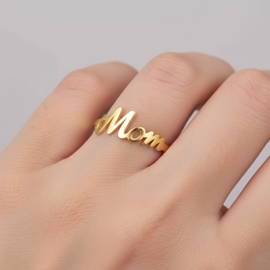 Personalized Name Ring, Custom Dainty Silver Gold Stackable Jewelry, Handwritten Text, Minimalist Gift for Her, Delicate Personalized Band