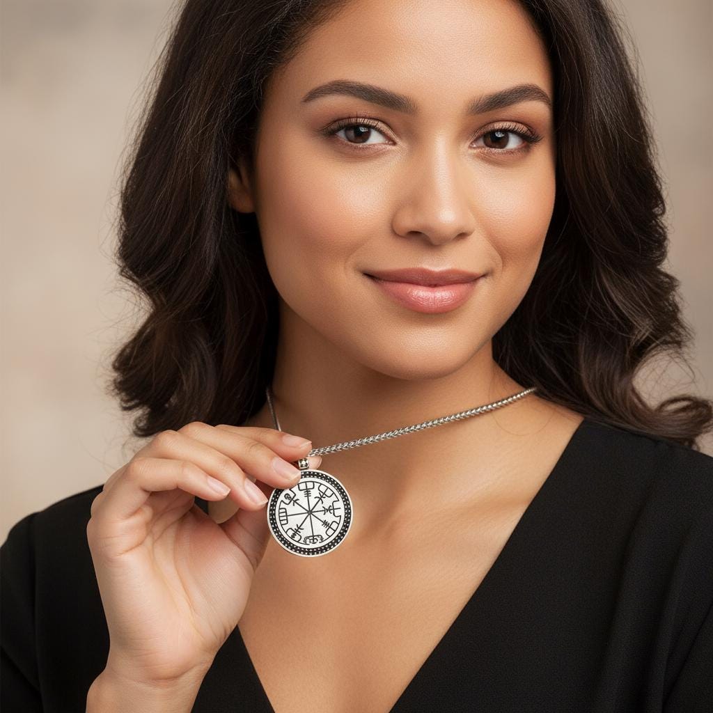 Vegvisir Necklace, Viking Compass Rune Pendant, Norse Runes Amulet, Sterling Silver Viking Jewelry, Protection Necklace, Norse Mythology