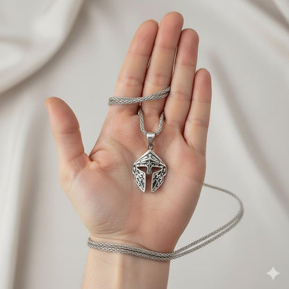 Gladiator Helmet Amulet Necklace, Spartan Gladiator Pendant, Protection Amulet, Handmade Silver Jewelry for Men, Greek Mythology, Men Gift