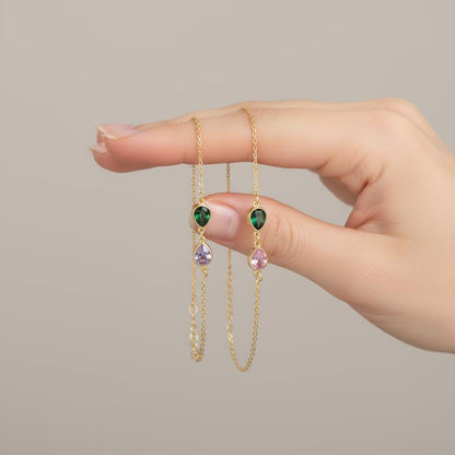 Teardrop Birthstone Anklet, Personalized Minimalist Drop Charm, Dainty 925 Silver Gold Plated, Custom Gift for Her, Christmas Gift