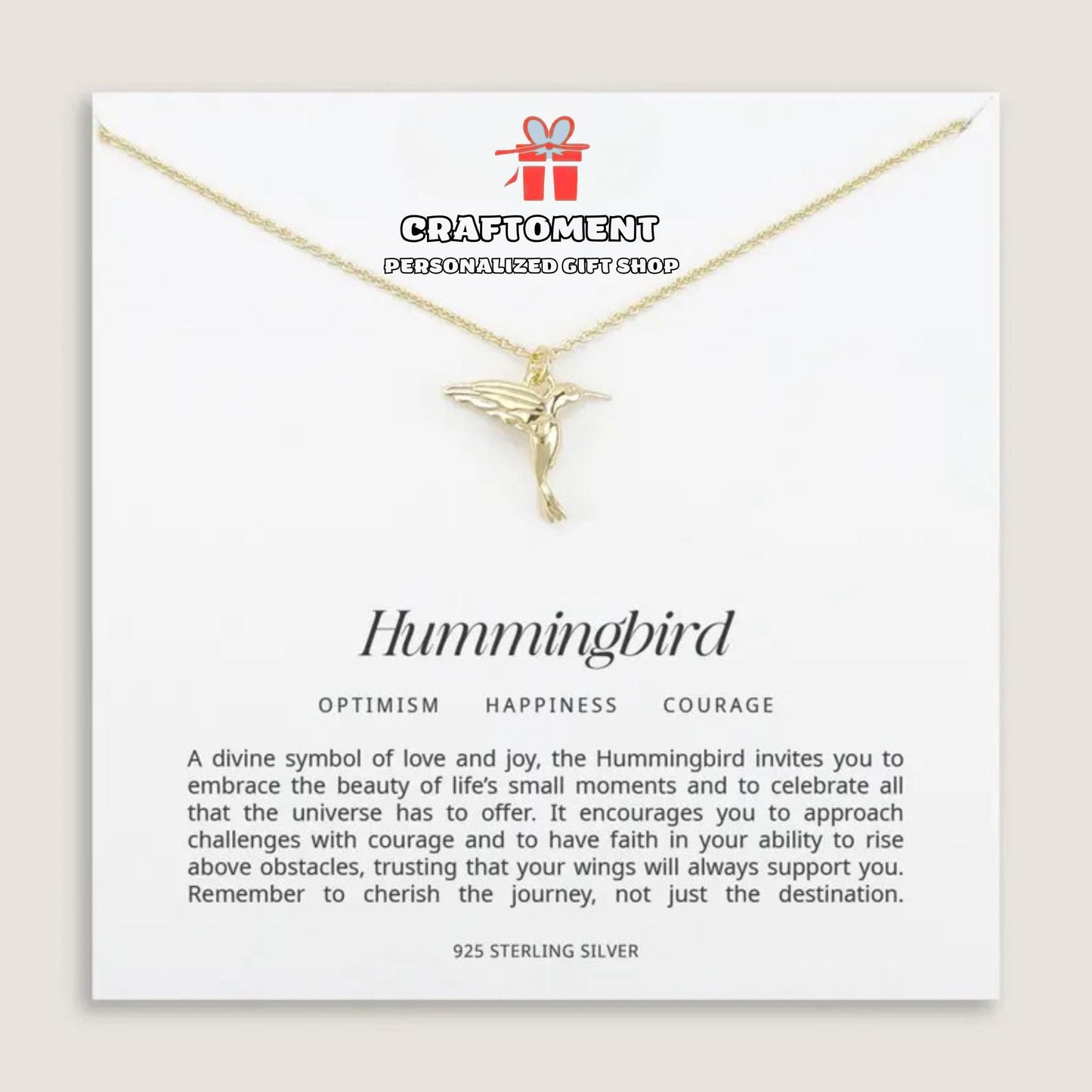 Gold Plated Hummingbird Necklace for Women, Dainty Minimalist Jewelry, Everyday Charm Pendant, Handmade Gift, 925 Silver Chain Options