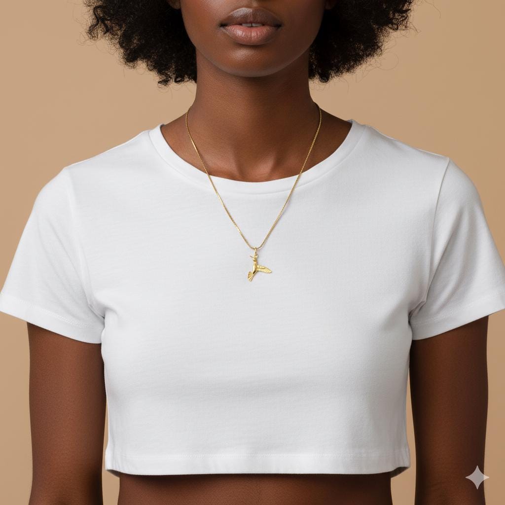 Gold Plated Hummingbird Necklace for Women, Dainty Minimalist Jewelry, Everyday Charm Pendant, Handmade Gift, 925 Silver Chain Options