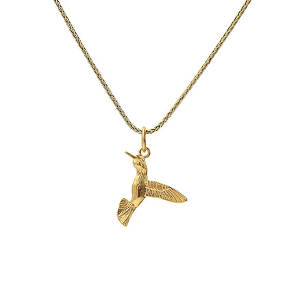 Gold Plated Hummingbird Necklace for Women, Dainty Minimalist Jewelry, Everyday Charm Pendant, Handmade Gift, 925 Silver Chain Options