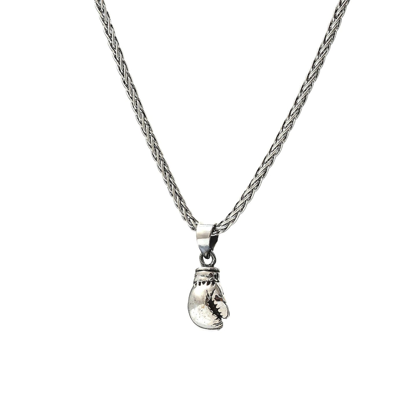 Heavy Silver Boxing Glove Pendant, Oxidized Kickboxing Charm, Fighter Necklace Gift for Her, Cancer Survivor, Personalized Christmas Gift