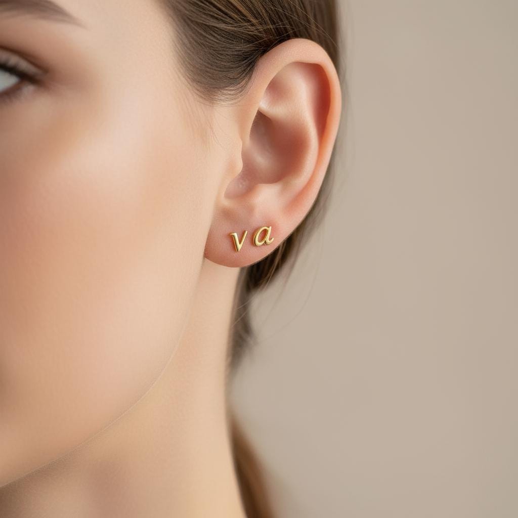 Minimalist 14k Gold Plated Sterling Silver Initial Earrings, Lowercase Letter Earrings, Gold Stud Earrings, Mother's Day Gift, Mom Gift