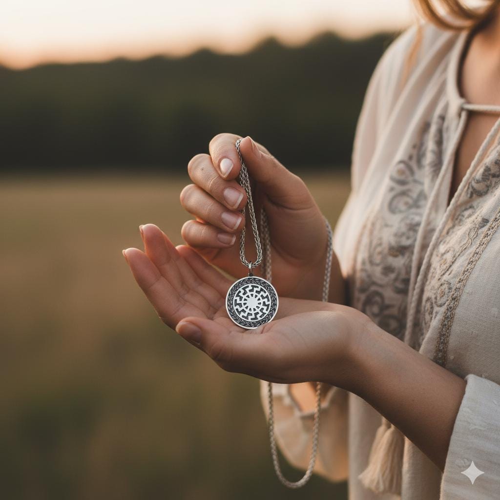 Ancient Sun Circle Amulet Necklace, Boho Celestial Gift for Him Her, Personalized Christmas Gift, 925 Silver Unisex Spiritual Jewelry