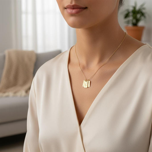 Personalized Custom Name Necklace, 14K Gold Plated Jewelry, Engraved Multiple Names, Unique Gift for Mom, Mother’s Day, Kids Names Necklace