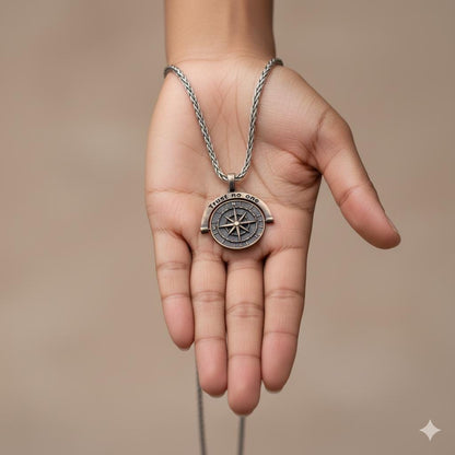 Compass Pendant Necklace, Trust No One Necklace, Unisex Sterling Silver  Chain, Minimalist Boho Jewelry, Gift for Him or Her, Everyday Charm