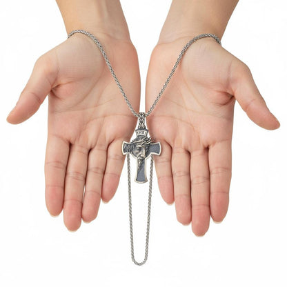 3D Jesus Christ INRI Cross Pendant, 925k Sterling Silver Catholic Necklace, Cross Unisex Pendant Necklace,Handcrafted Filigree Charm Pendant