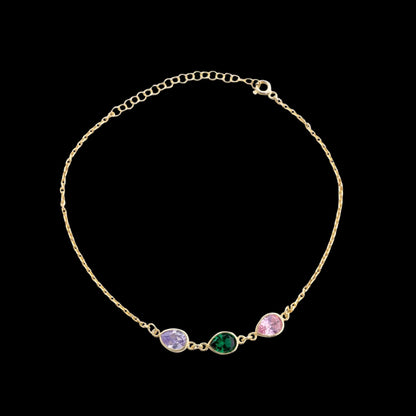 Teardrop Birthstone Anklet, Personalized Minimalist Drop Charm, Dainty Custom Gift for Her, 925 Sterling Silver Gold Plated Jewelry