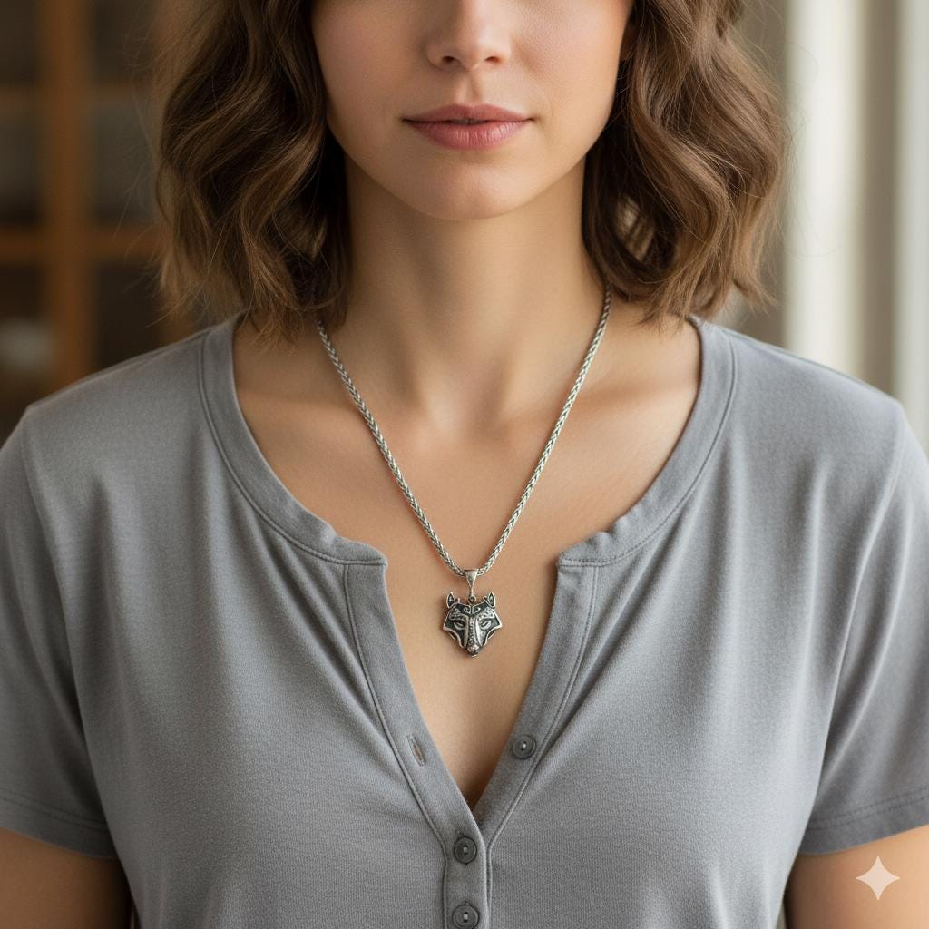 Viking Wolf Head Pendant, Stainless Steel Celtic Amulet, Unisex Protection Charm, Christmas Gift, Fenrir Norse Mythology Necklace