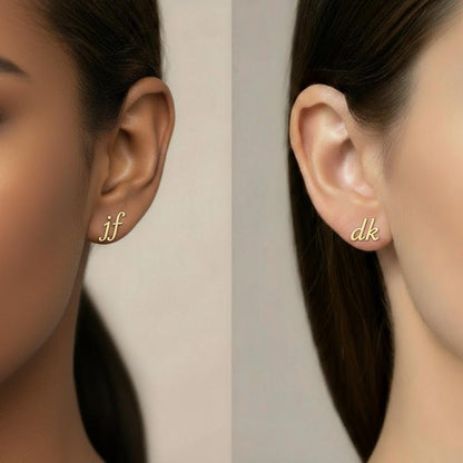 Minimalist Initial Earrings, Lowercase Letter Studs, Custom Mom Gift, Personalized Gift, Christmas Gift, 14K Gold Plated 925 Sterling Silver