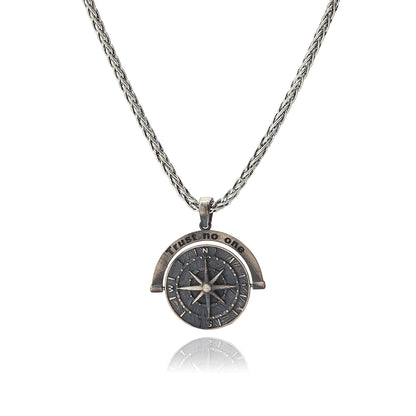 Minimalist Compass Necklace, Trust No One Pendant, 925 Sterling Silver Unisex Boho Jewelry, Personalized Gift for Him Her, Christmas Gift