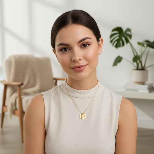 Personalized Gold-Plated Name Necklace: Engraved Tags for Mom, Kids, Women - Perfect Gift