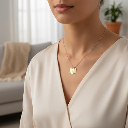 Personalized 14k Gold Plated Name Necklace - Engraved Multiple Names Gift for Mom