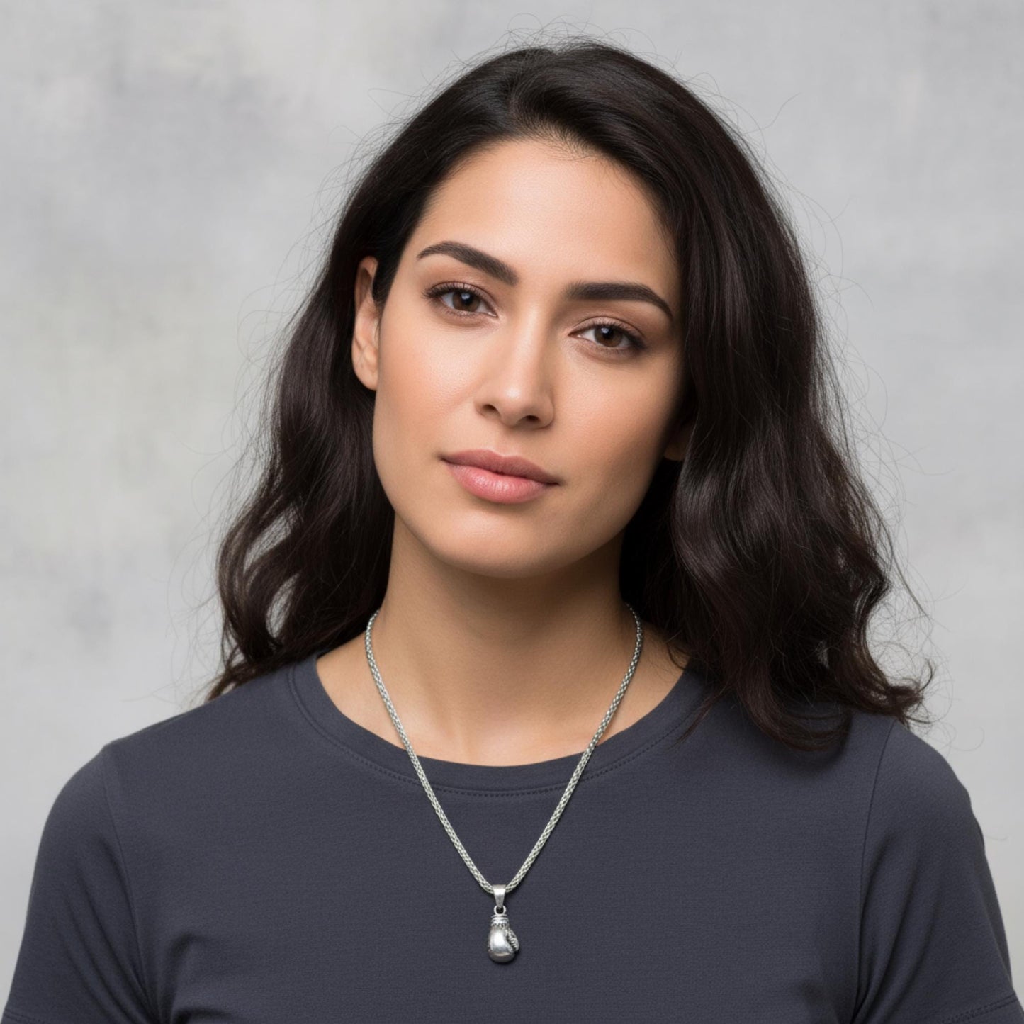 Heavy Silver Boxing Glove Pendant, Oxidized Kickboxing Charm, Fighter Necklace Gift for Her, Cancer Survivor, Personalized Christmas Gift