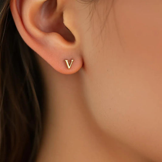 Minimalist Initial Earrings, Lowercase Letter Studs, 14K Gold Plated 925 Sterling Silver, Custom Mom Gift, Personalized Gift, Christmas Gift