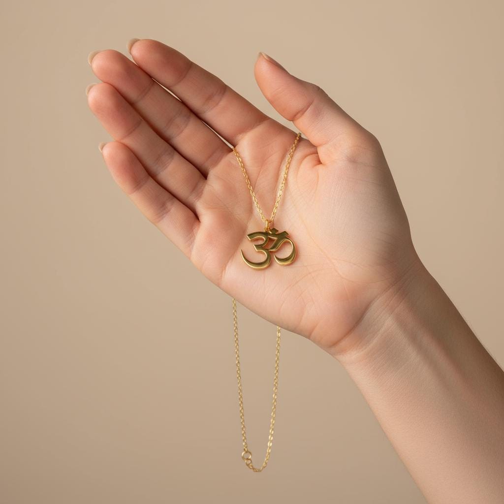 Inspirational Om Pendant, 925 Sterling Silver 14k Gold Plated Yoga Necklace, Zen Spiritual Jewelry, 14k Gold Plated Layering Necklace Gift