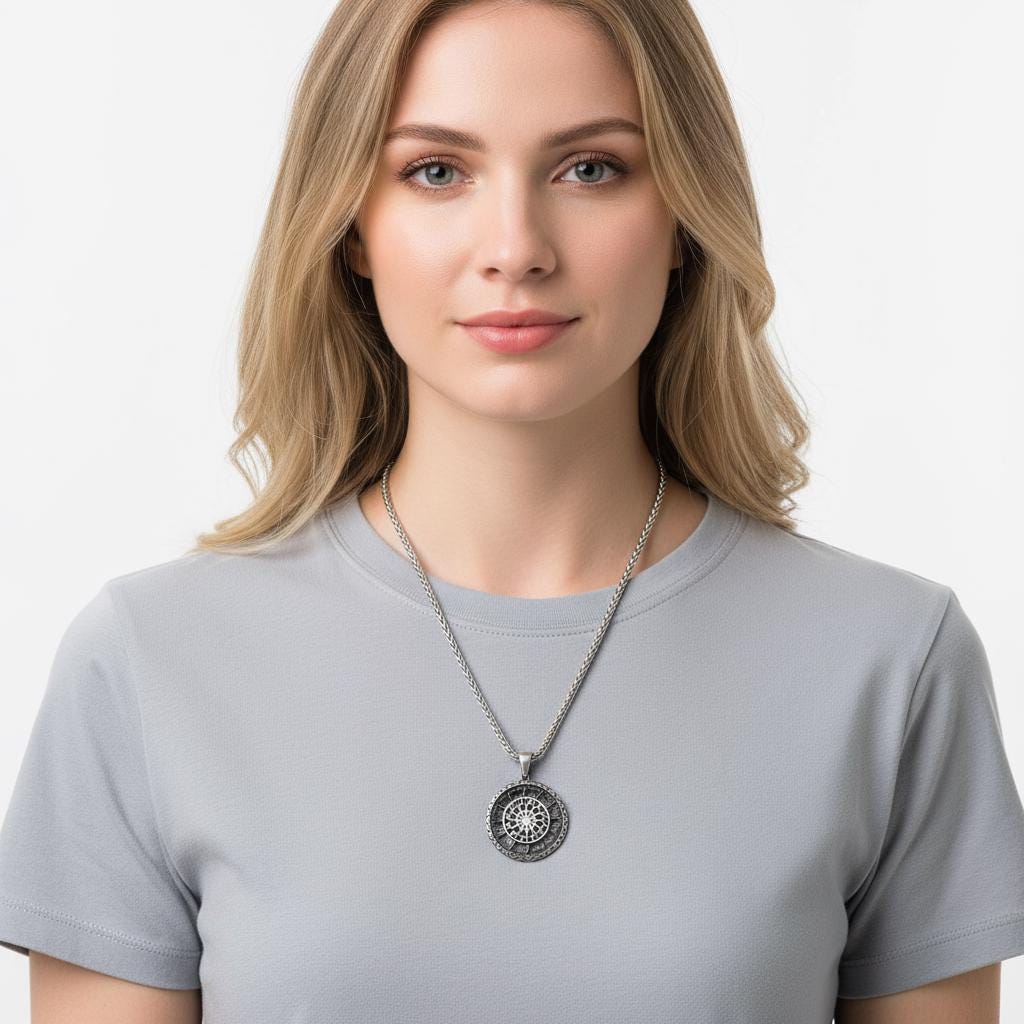 Celestial Sun Motif Pendant, Minimalist 925 Silver Scandinavian Necklace, Spiritual Balance Charm, Unisex Christmas Gift for Him Her