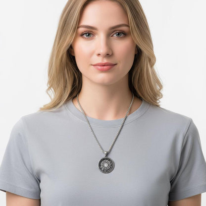 Celestial Sun Motif Pendant, Minimalist 925 Silver Scandinavian Necklace, Spiritual Balance Charm, Unisex Christmas Gift for Him Her