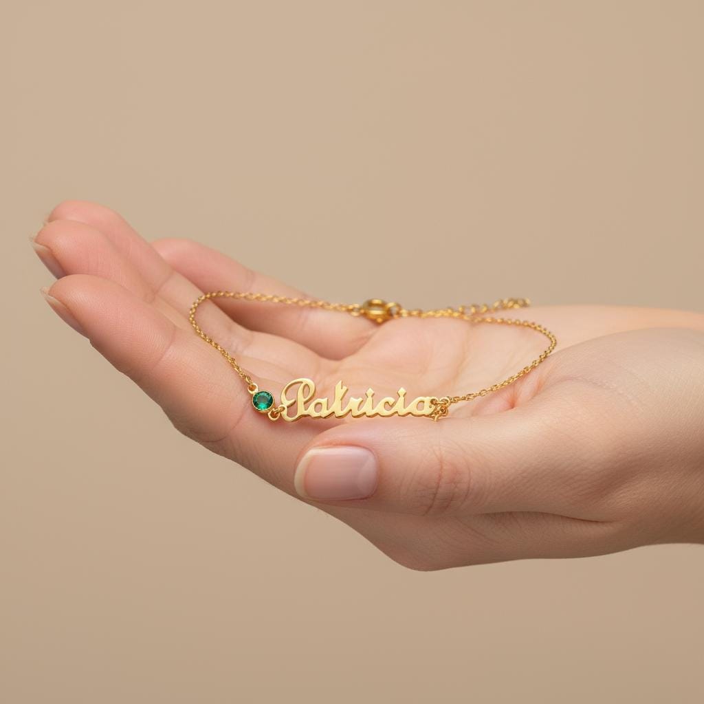 Custom Name Anklet with Birthstone, Personalized Dainty Chain Bracelet, 925 Silver Gold Plated Gift for Her, Minimalist Summer Jewelry