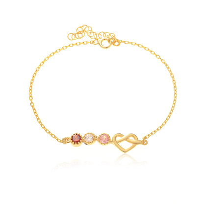 Birthstone Anklet with Heart, Personalized Minimalist Charm, Dainty 925 Sterling Silver Gold Plated Gift for Her, Custom Anniversary Jewelry