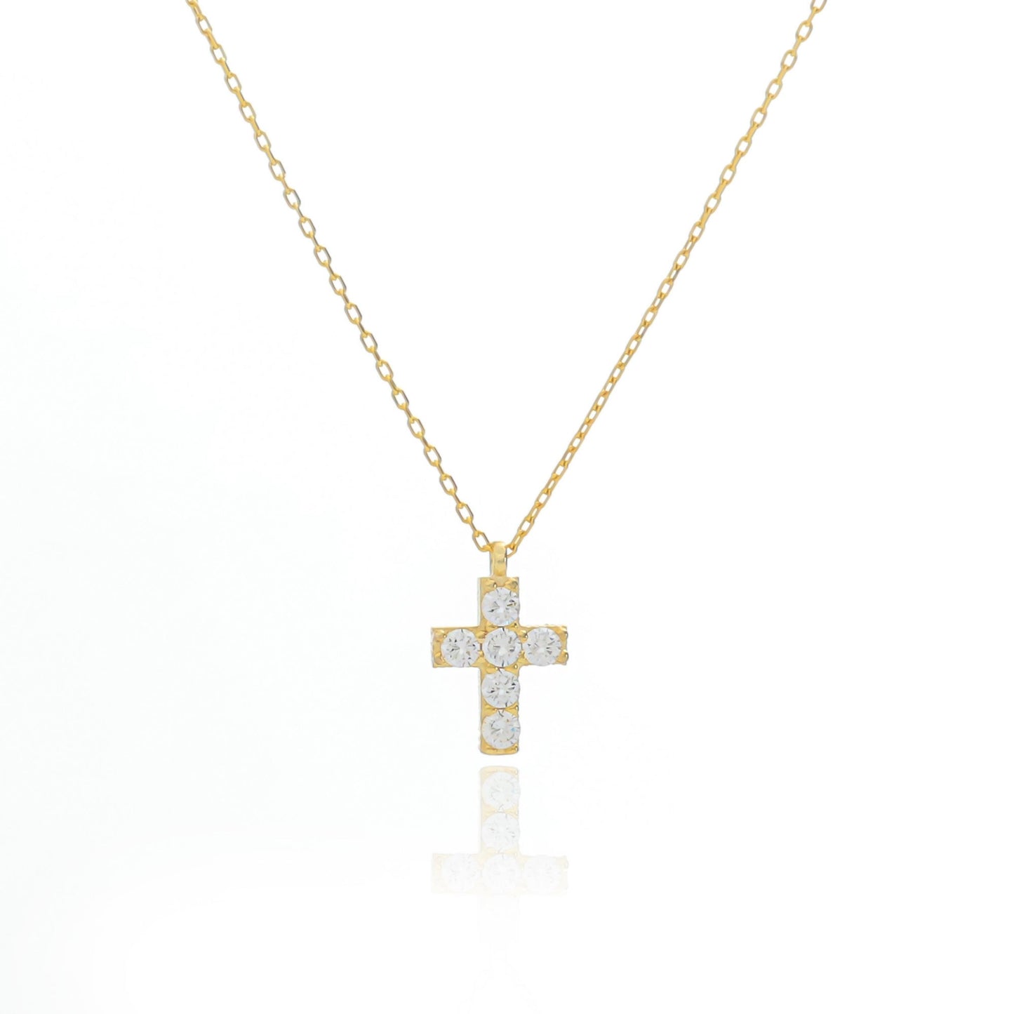 Minimalist Cross Necklace, Dainty 925 Sterling Silver Gold Plated Christian Gift for Her, Custom Length Religious Jewelry