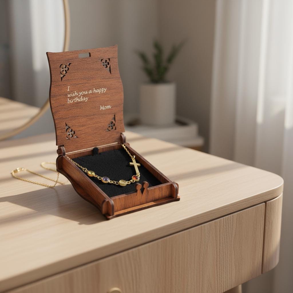 Row Birthstone Cross Necklace, Personalized Gift for Mom, Multiple Children Charm, 925 Silver Gold Plated Family Jewelry, Minimalist Cross