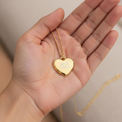 Minimalist Flat Heart Necklace, Dainty 925 Sterling Silver Gold Plated Custom Length Chain, Simple Heart Charm Jewelry Gift for Her