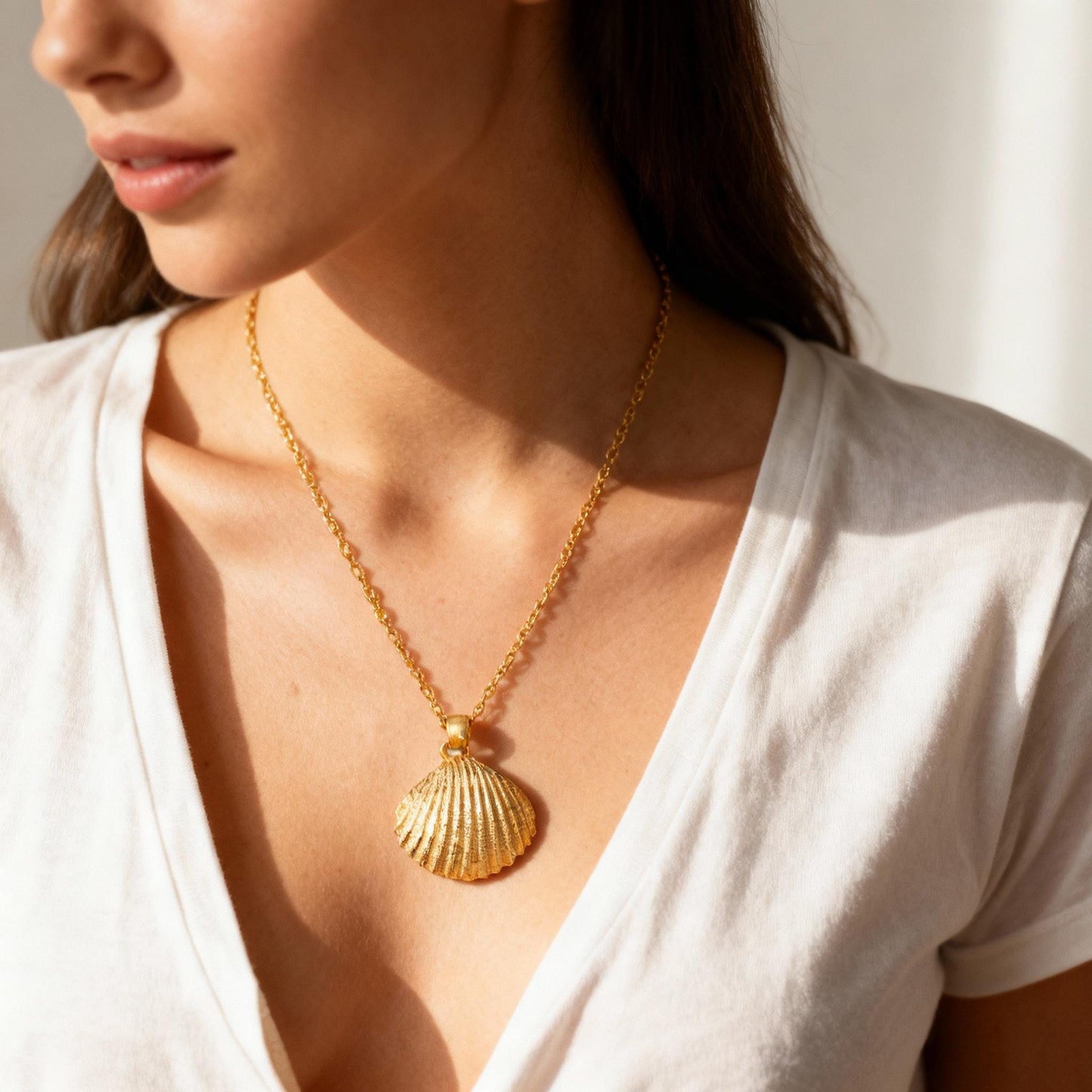 3D Seashell Necklace 925 Sterling Silver Gold Plated, Personalized Gift, Minimalist Beach Accessory, Dainty Layering Jewelry, Christmas Gift