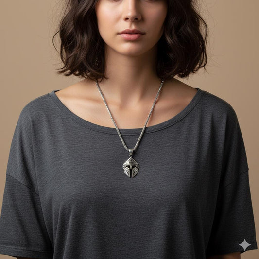 Spartan Gladiator Helmet Amulet, Unisex 925 Sterling Silver Gold Plated, Norse Mythology Protection Necklace, Personalized Christmas Gift