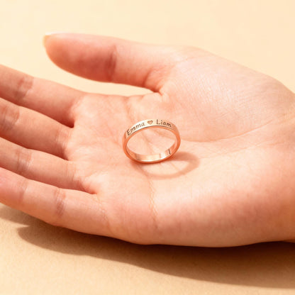 Custom Engraved Names Ring, Dainty 925 Silver Gold Plated Promise Ring, Personalized Minimalist Stackable Band, Christmas Gift for Her