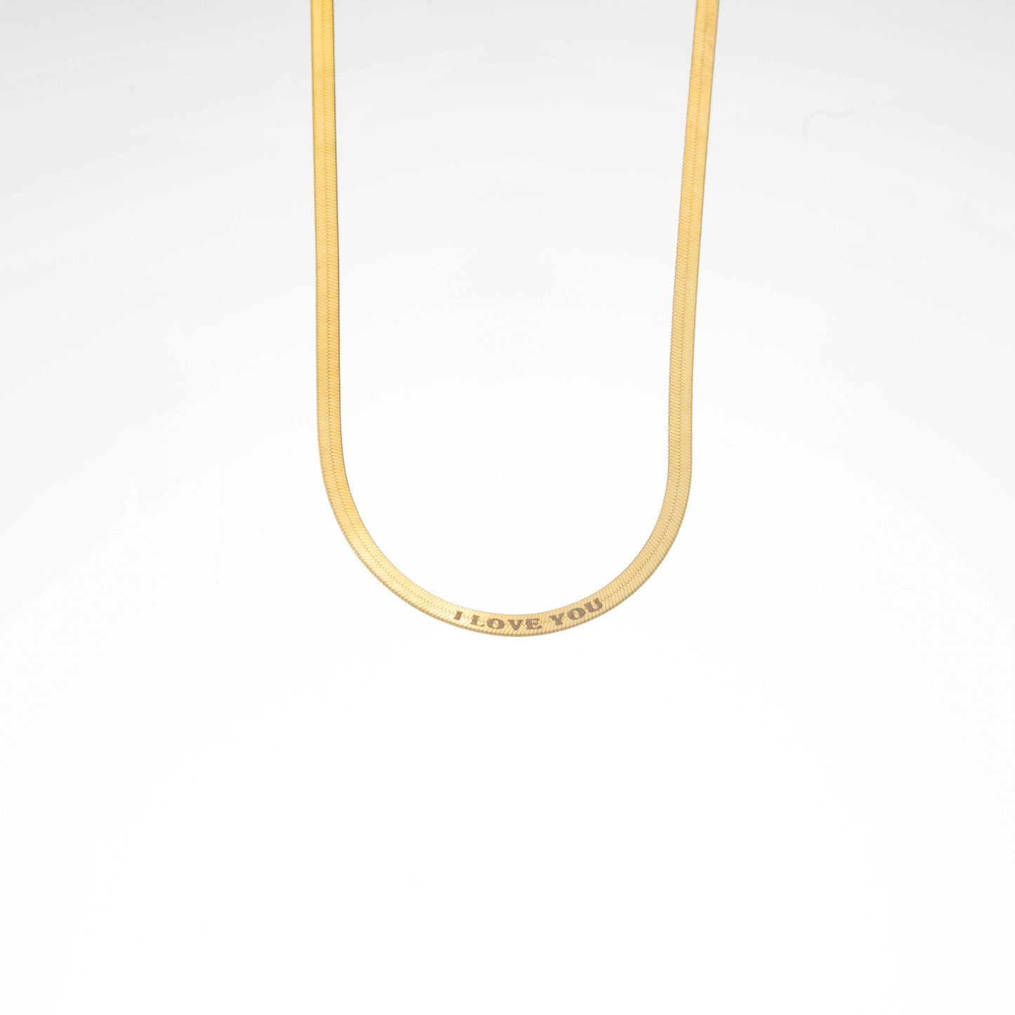 Personalized Herringbone Chain Necklace, Custom Message Dainty 925 Silver Gold Plated, Minimalist Flat Snake Chain, Anniversary Gift for Her