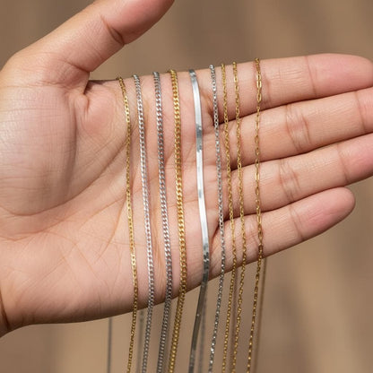 Custom 925 Silver Chain Necklace, Gold Plated Layering Chain, Various Styles Dainty Thick, Everyday Minimalist Christmas Gift for Her Him